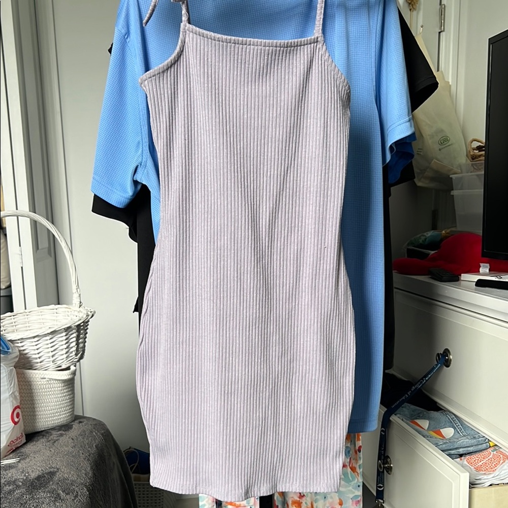 La Hearts Ribbed Mini Dress in Light Purple